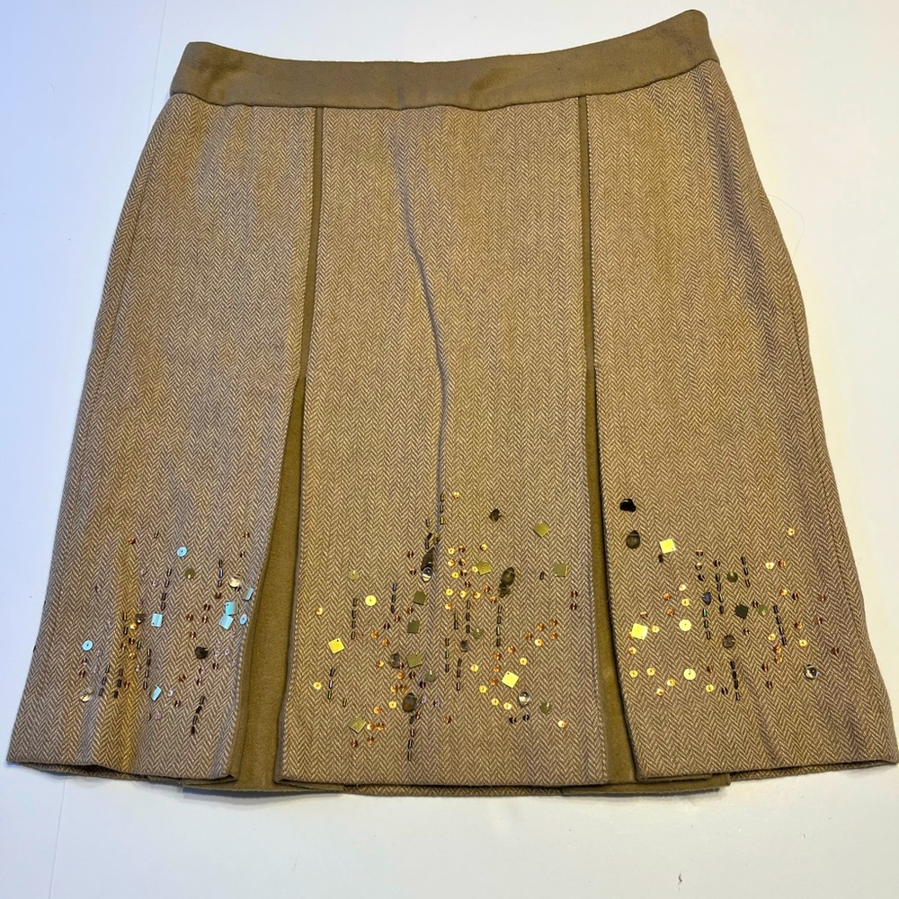 Loft Petites Wool Blend Embellished Sequins Herringbone Skirt 6P